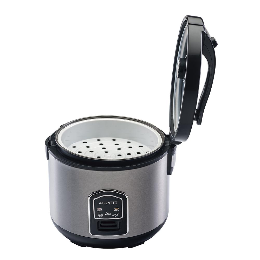 Panela De Arroz Elétrica Visor Vidro Inox 220V - Agratto