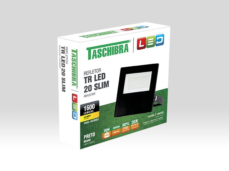 Refletor Tr led 20w Slim 3000k PT - Taschibra